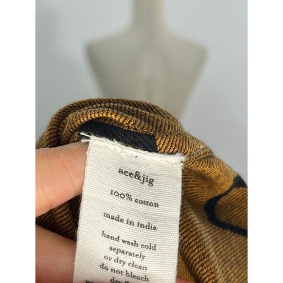 ACE & JIG Sz XXS Nova Dress Quad Black Mustard Gold Tunic Button Shirt Dress NWT - Picture 5 of 10